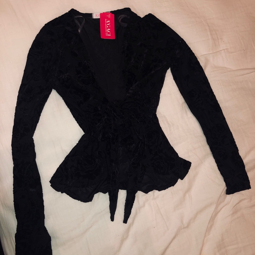 Black velvet crop top NWT